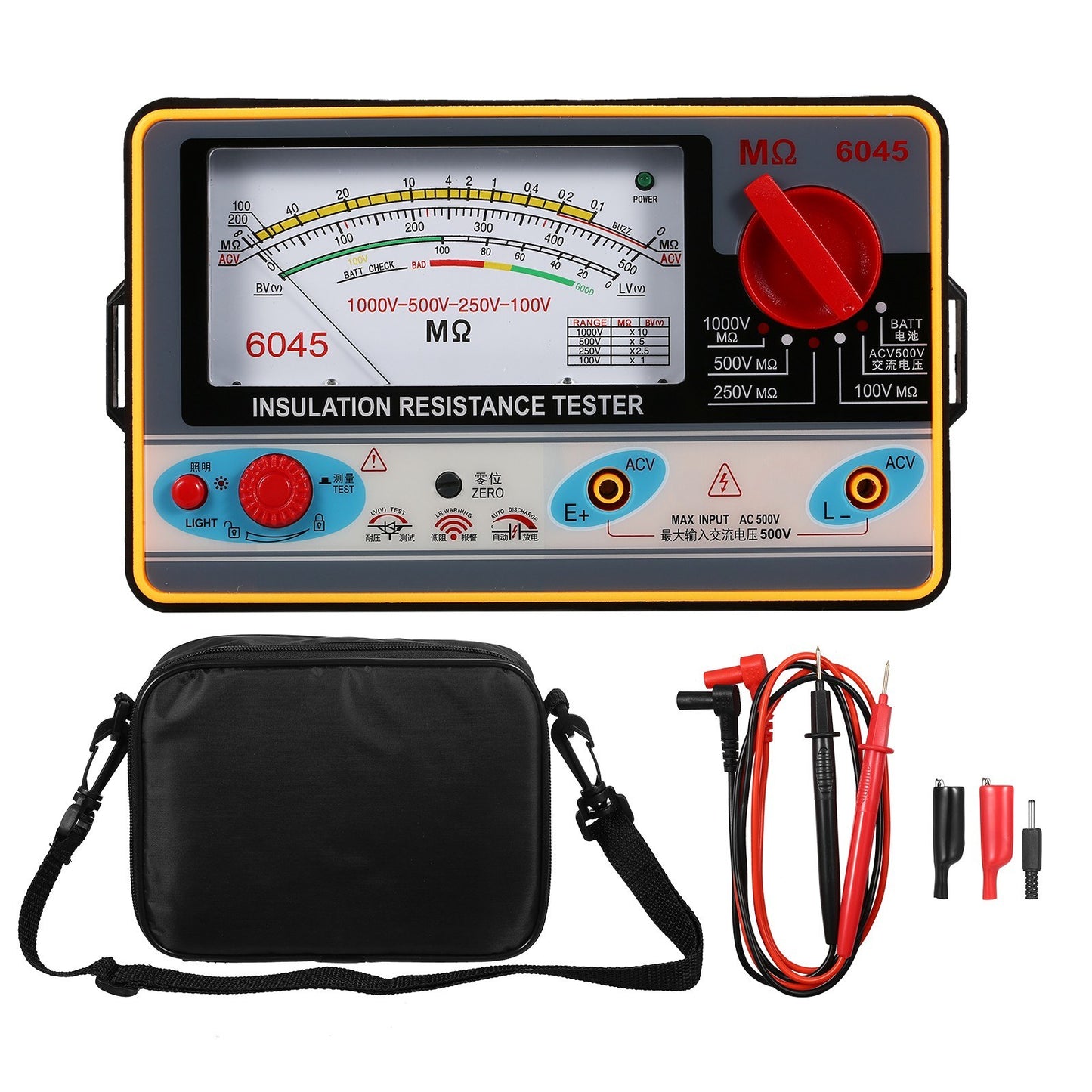 High Accuracy Digital Insulation Resistance Meter 0-2000MΩ Megohmmeter 100V-1000V Handheld Tester