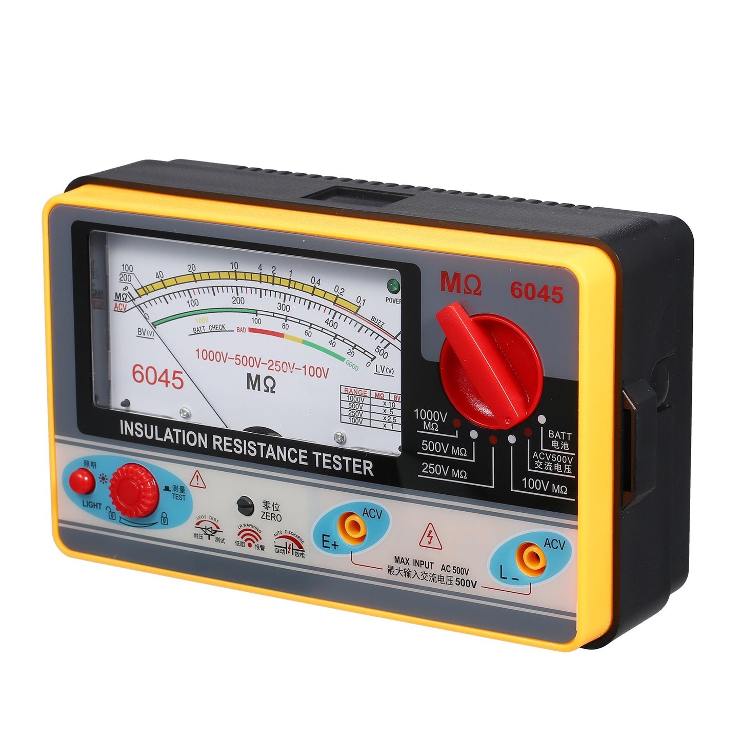 High Accuracy Digital Insulation Resistance Meter 0-2000MΩ Megohmmeter 100V-1000V Handheld Tester