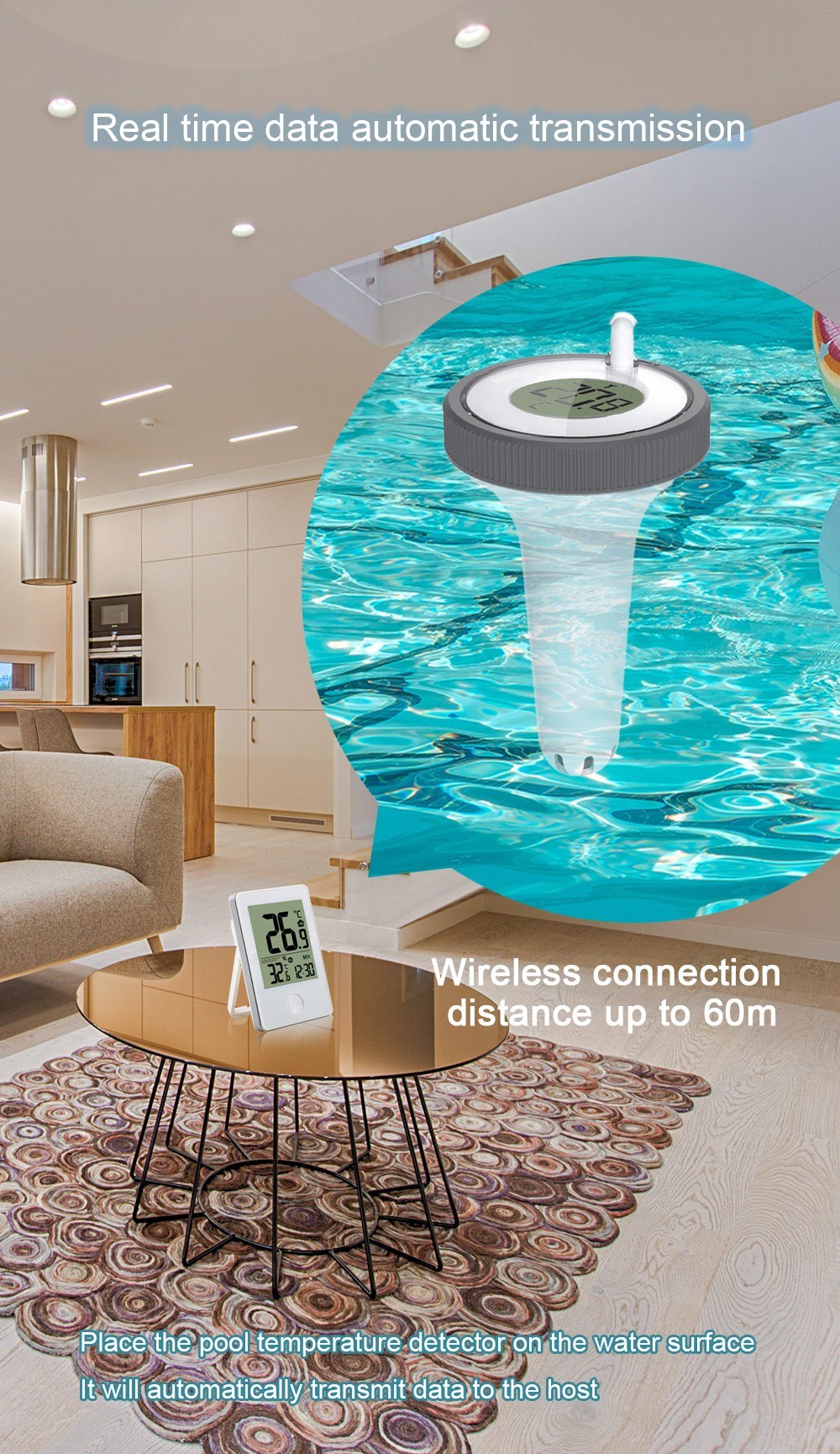 Floating Digital Pool & Aquarium Thermometer for Pools, Bathrooms, and Sinks