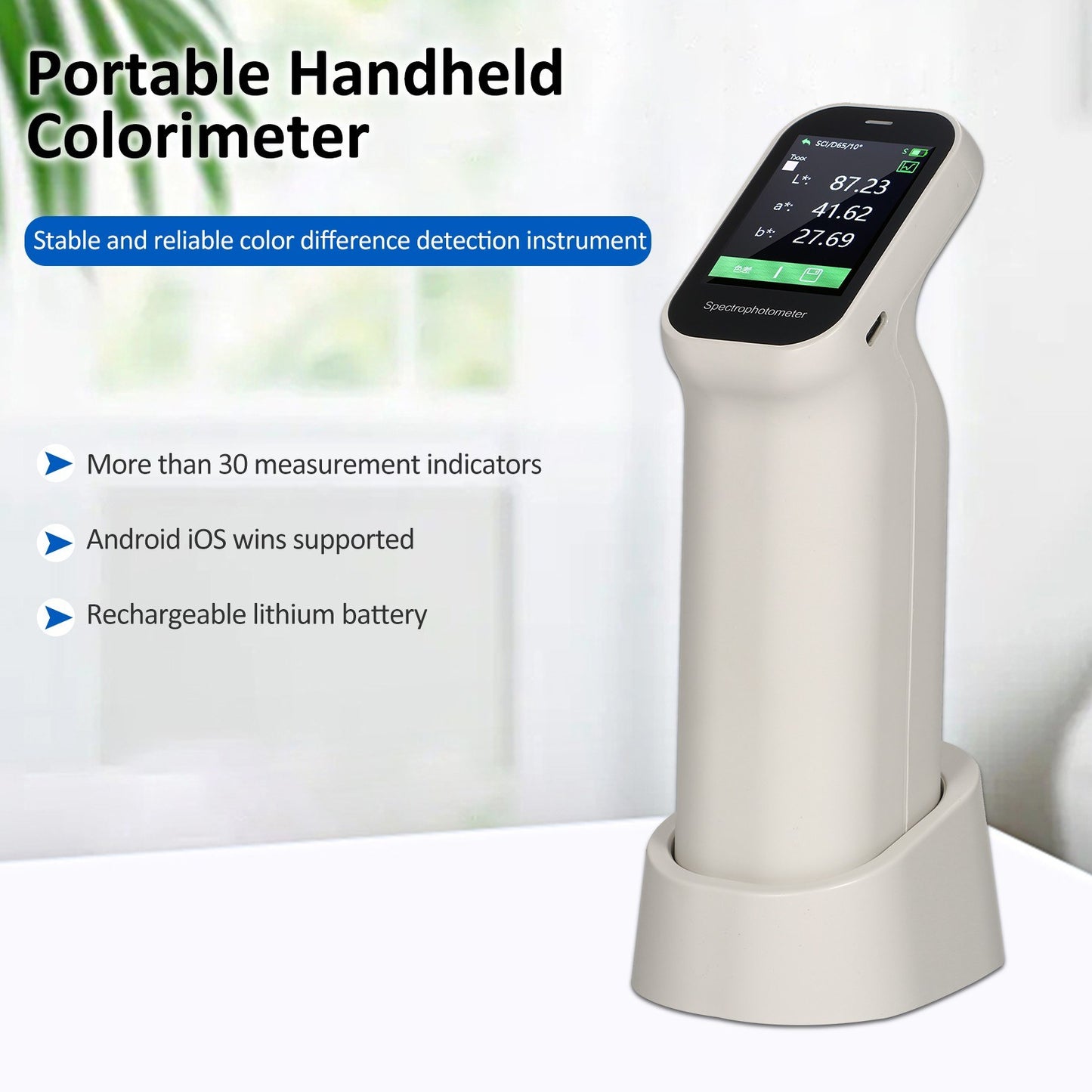 Handheld Colorimeter & Spectrophotometer with Auto Calibration - Rechargeable, 6mm Aperture, IPS Touchscreen