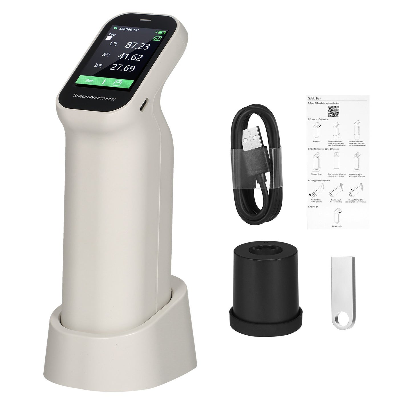 Handheld Colorimeter & Spectrophotometer with Auto Calibration - Rechargeable, 6mm Aperture, IPS Touchscreen