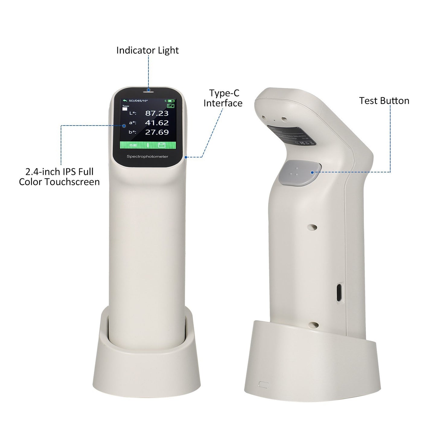 Handheld Colorimeter & Spectrophotometer with Auto Calibration - Rechargeable, 6mm Aperture, IPS Touchscreen