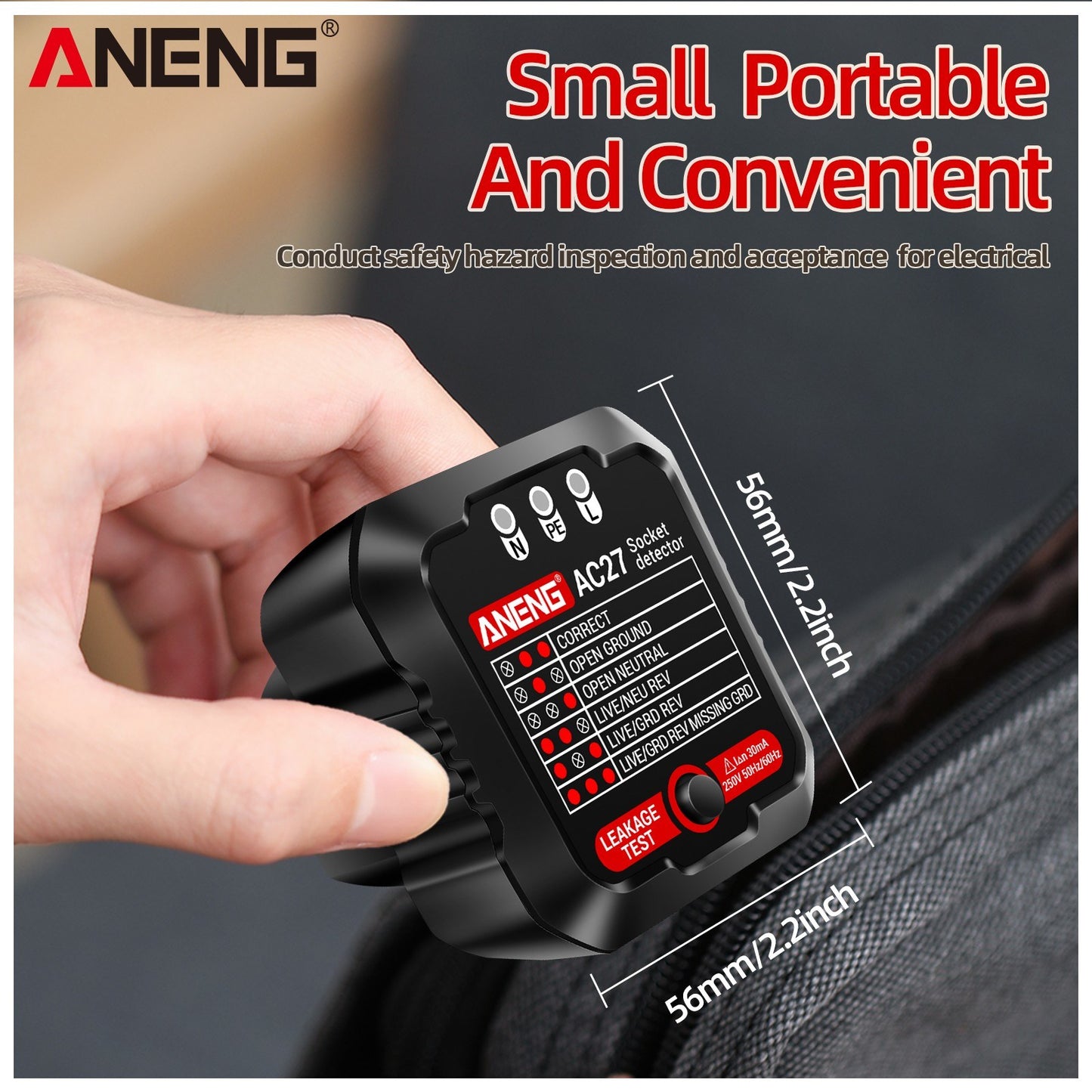 ANENG 250V Outlet Tester & Socket Detector with Leakage, Polarity, Ground Line & Voltage Detection