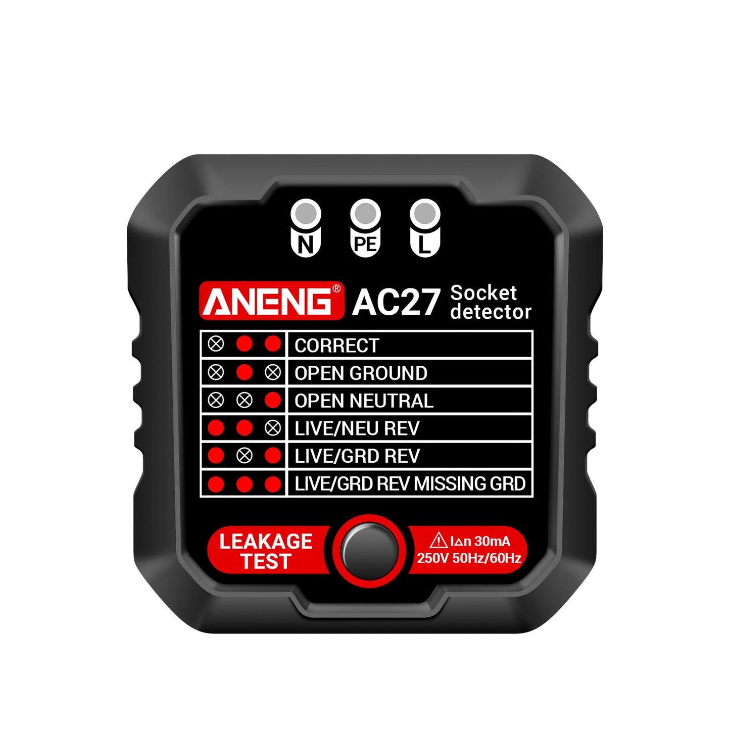 ANENG 250V Outlet Tester & Socket Detector with Leakage, Polarity, Ground Line & Voltage Detection