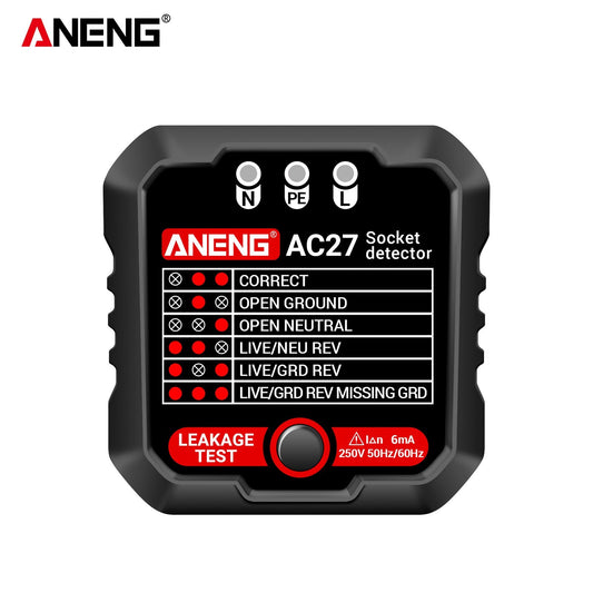 ANENG 250V Outlet Tester & Socket Detector with Leakage, Polarity, Ground Line & Voltage Detection