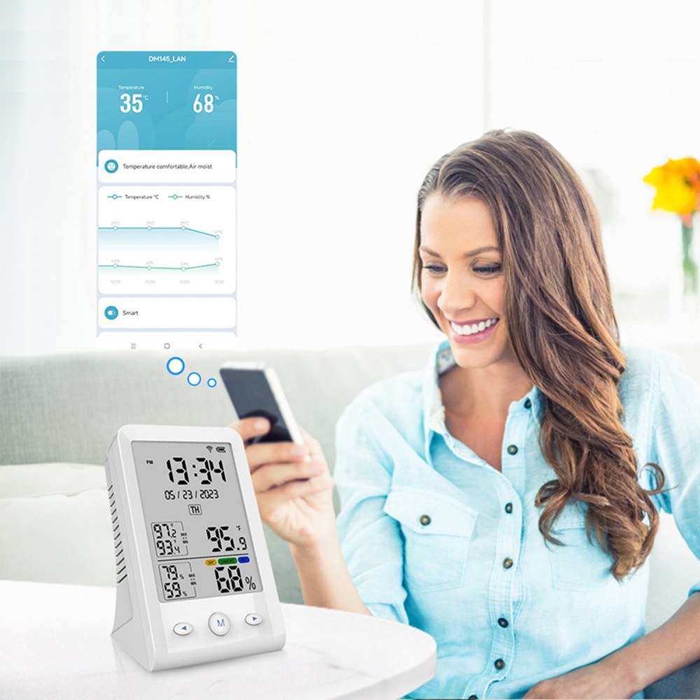 Tuya WiFi USB Rechargeable Temperature & Humidity Monitor for Home, Office, Baby Room Hygrothermograph