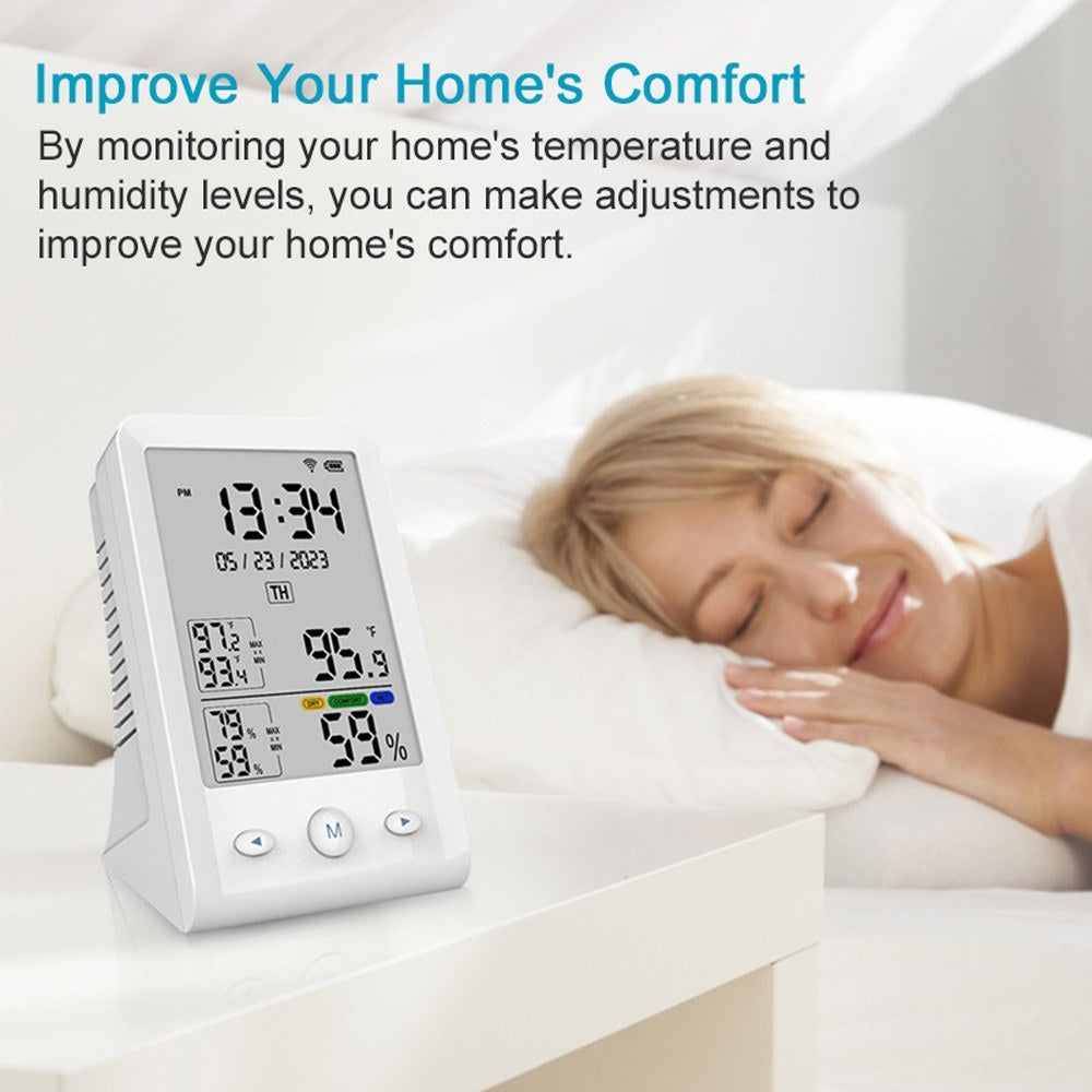 Tuya WiFi USB Rechargeable Temperature & Humidity Monitor for Home, Office, Baby Room Hygrothermograph