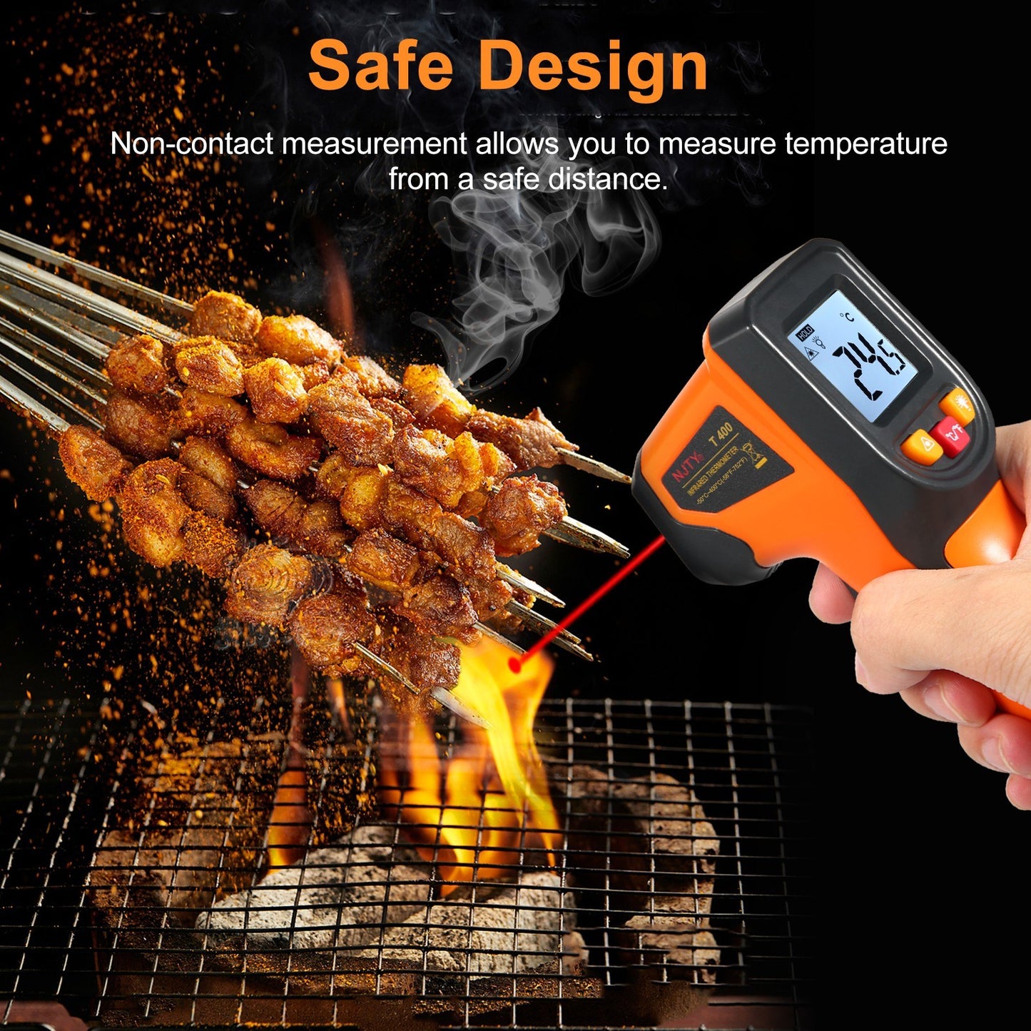NJTY Infrared Thermometer Non-Contact Digital Gun, -50°C to 400°C (-58°F to 752°F), Ideal for Industrial, Kitchen, Automotive Use