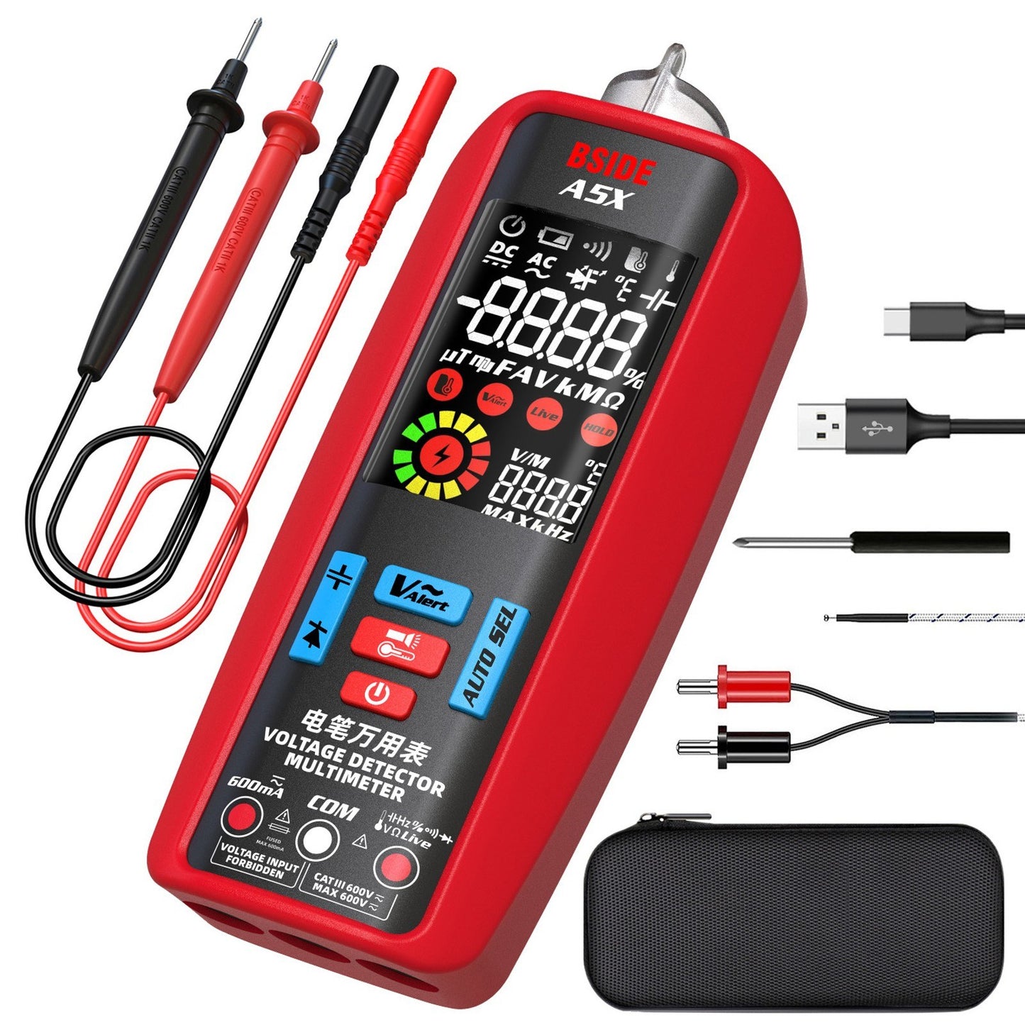 Professional Digital Multimeter: Voltage, Current, Resistance, Frequency, Capacitance, Diode, Temperature Tester