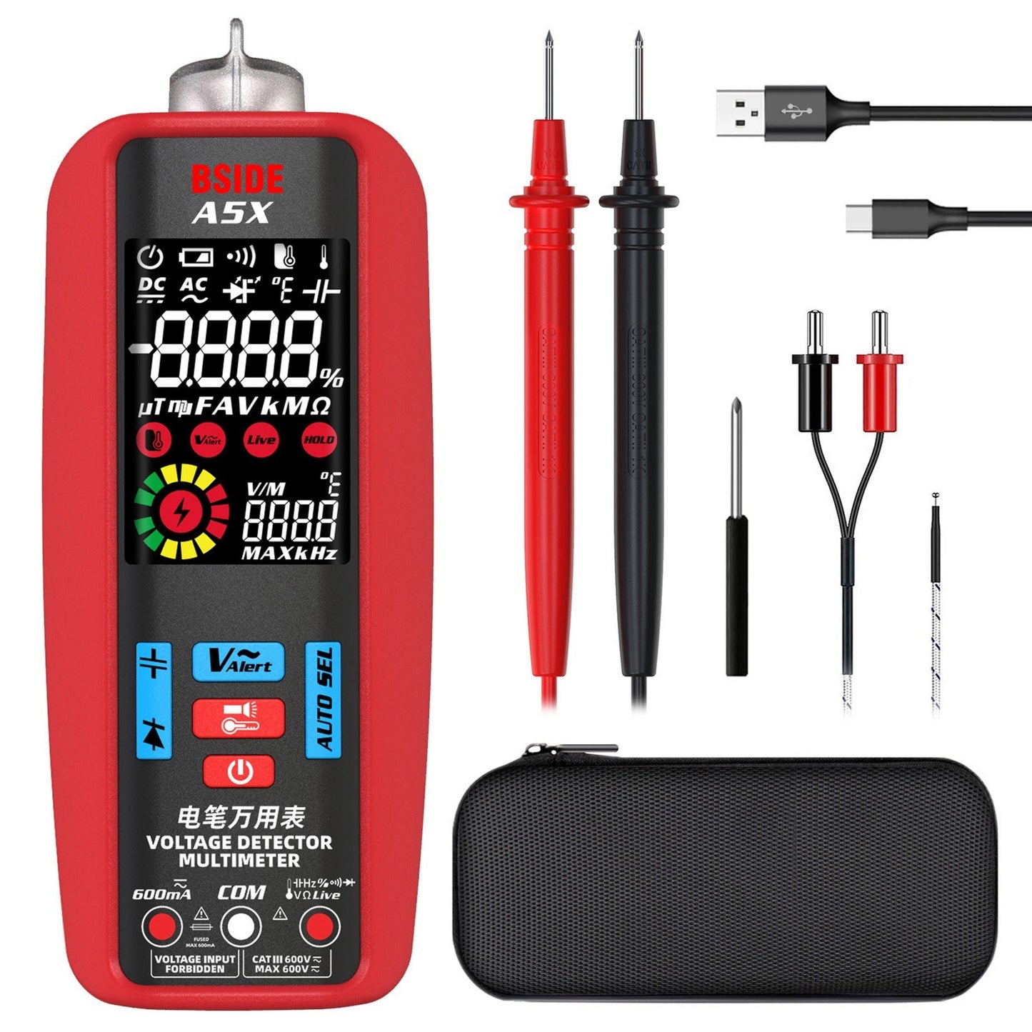 Professional Digital Multimeter: Voltage, Current, Resistance, Frequency, Capacitance, Diode, Temperature Tester