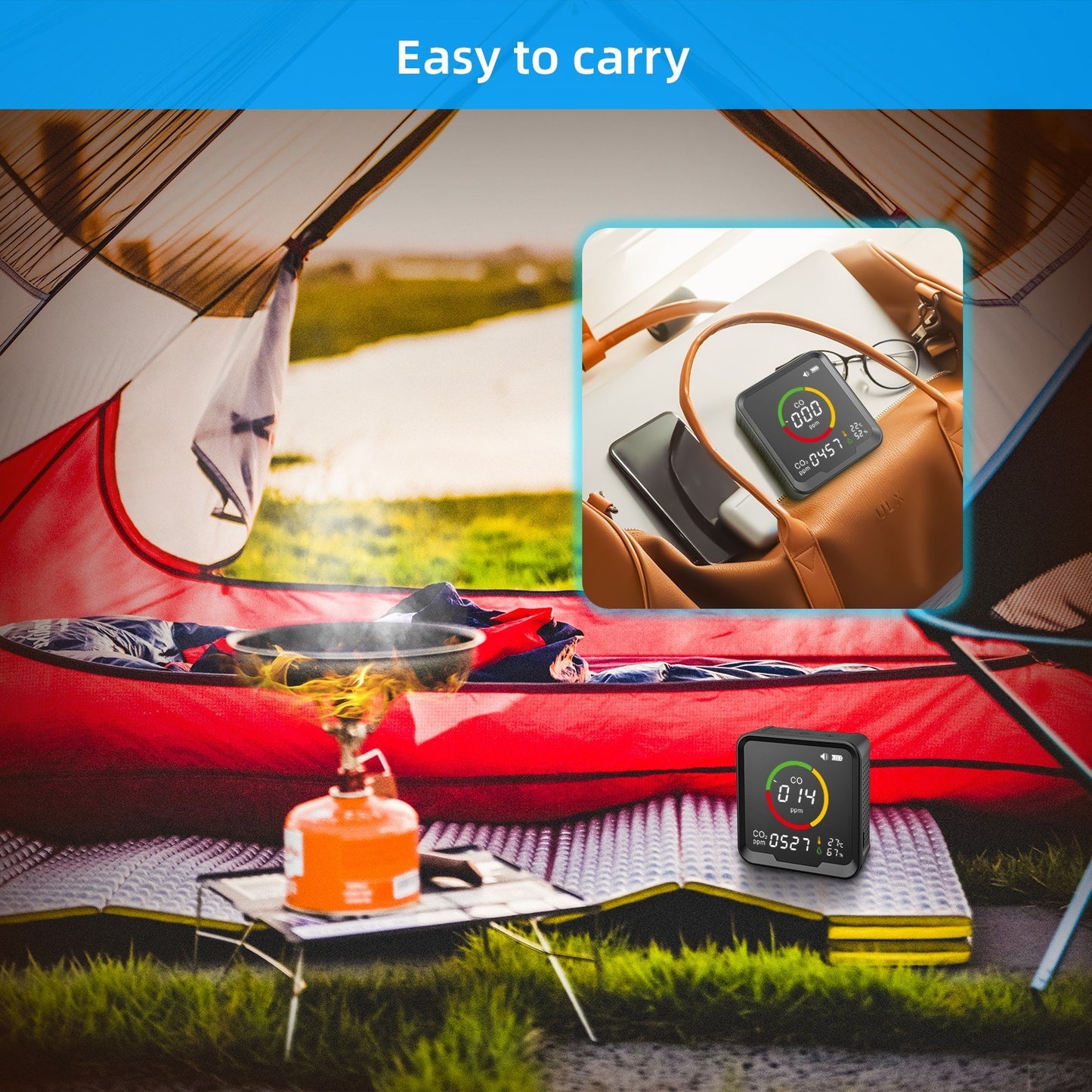 Smart WiFi CO & CO2 Detector: Portable Air Quality Monitor with Temperature & Humidity Sensor