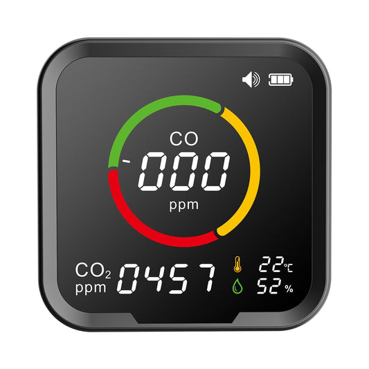 Smart WiFi CO & CO2 Detector: Portable Air Quality Monitor with Temperature & Humidity Sensor