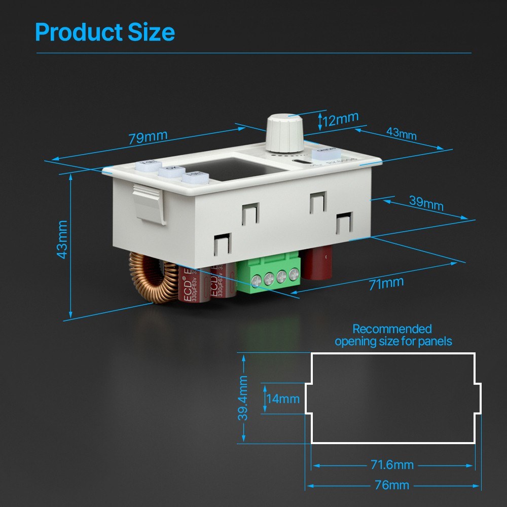 Regulated DC Power Supply with Adjustable Brightness & Firmware Upgrade, 1.54 LCD