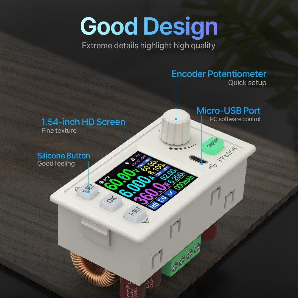 Regulated DC Power Supply with Adjustable Brightness & Firmware Upgrade, 1.54 LCD