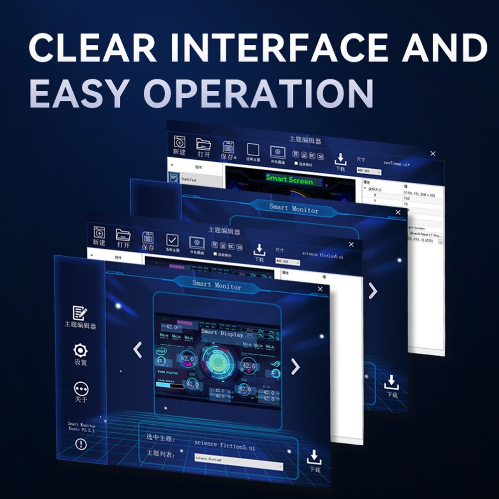 3.5 Inch IPS Display Monitor for CPU/GPU Monitoring with DIY Theme Editing and Free Software Upgrades, ABS Housing