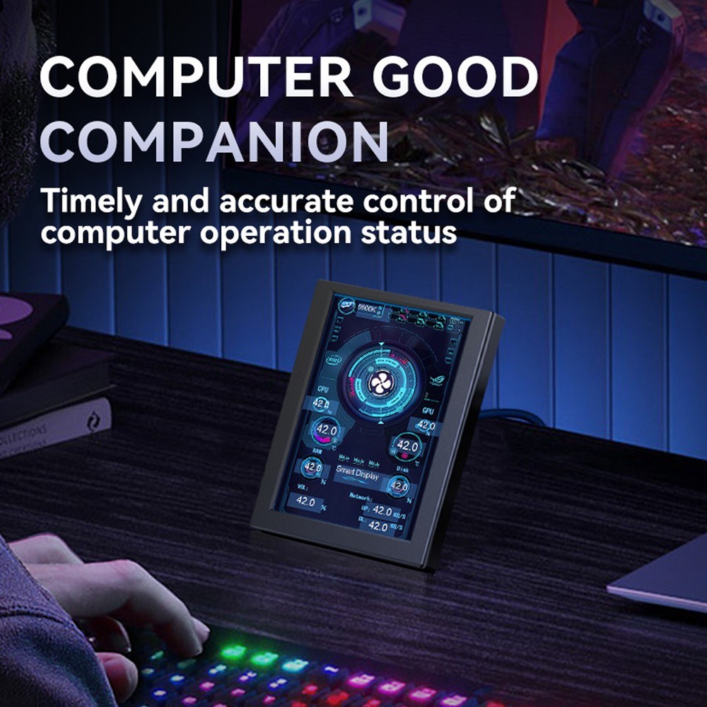 3.5 Inch IPS Display Monitor for CPU/GPU Monitoring with DIY Theme Editing and Free Software Upgrades, ABS Housing