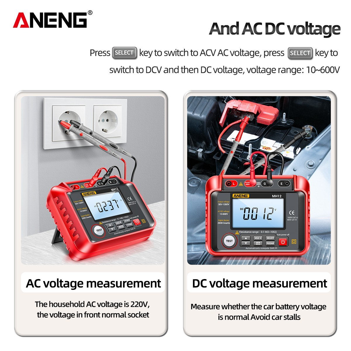ANENG MH12 High Precision Digital Insulation Resistance and Voltage Meter