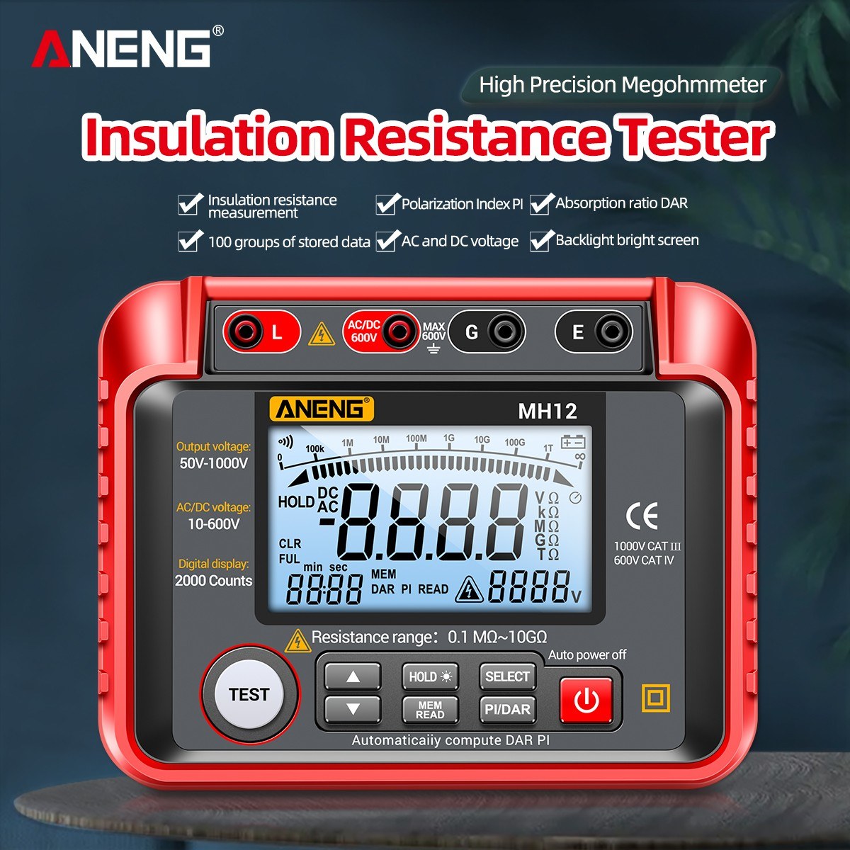 ANENG MH12 High Precision Digital Insulation Resistance and Voltage Meter