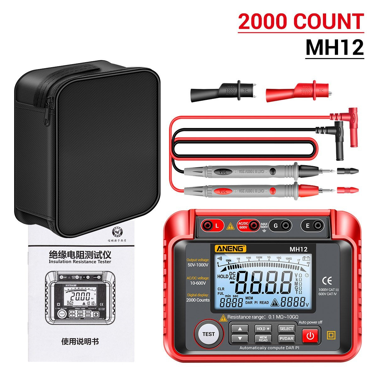 ANENG MH12 High Precision Digital Insulation Resistance and Voltage Meter