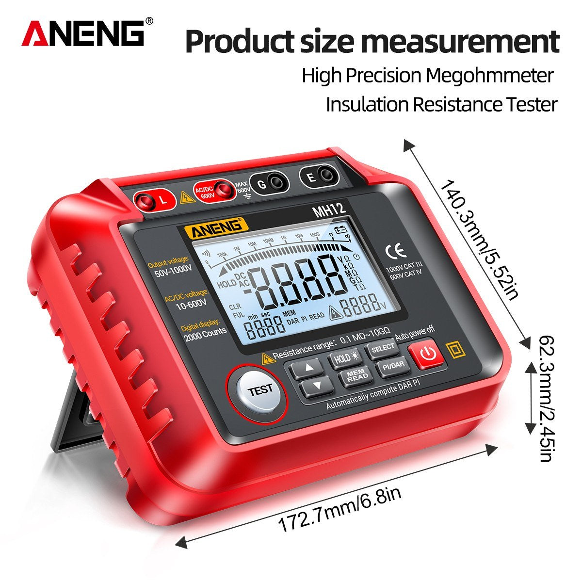 ANENG MH12 High Precision Digital Insulation Resistance and Voltage Meter