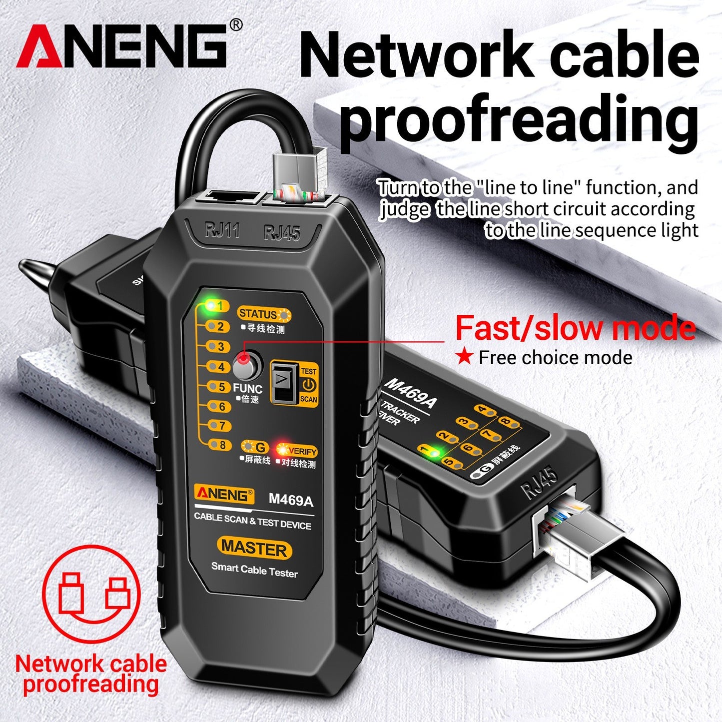 ANENG M469A Multifunctional Network Cable Finder with Anti-Interference Testing and Break Point Detection