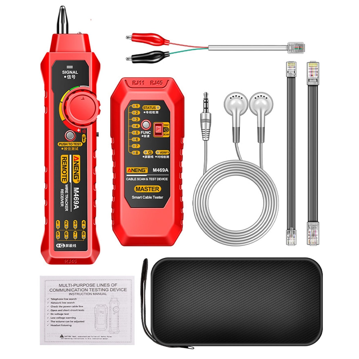 ANENG M469A Multifunctional Network Cable Finder with Anti-Interference Testing and Break Point Detection