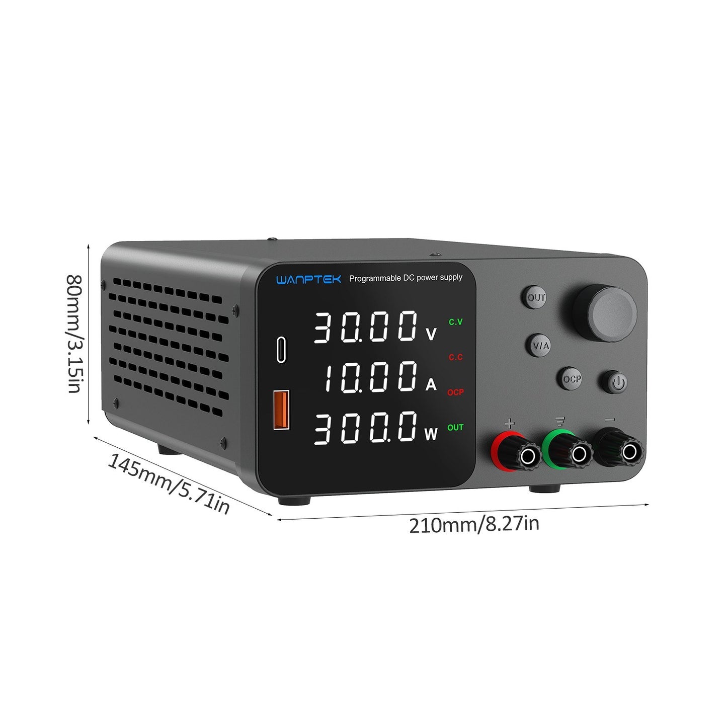 WANPTEK 120V 3A Variable DC Bench Power Supply with 4-Digit LED, Encoder Knob & Output Control