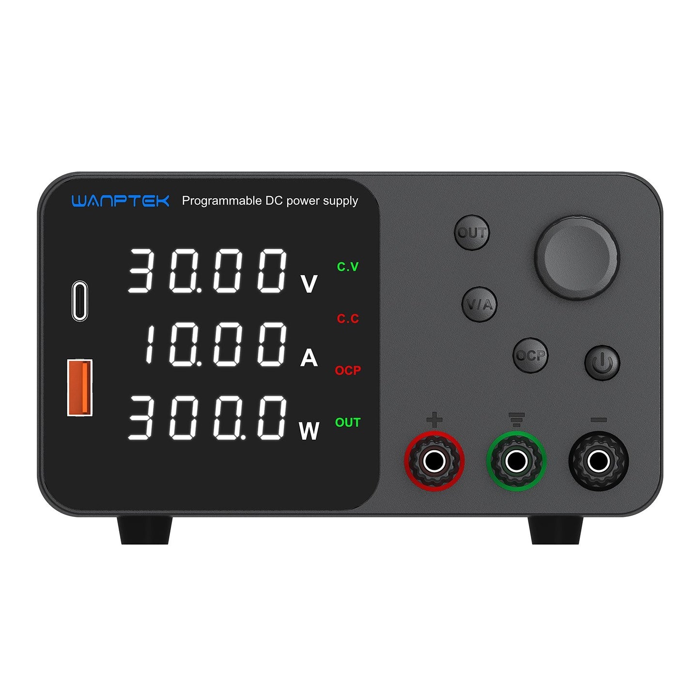 WANPTEK 120V 3A Variable DC Bench Power Supply with 4-Digit LED, Encoder Knob & Output Control