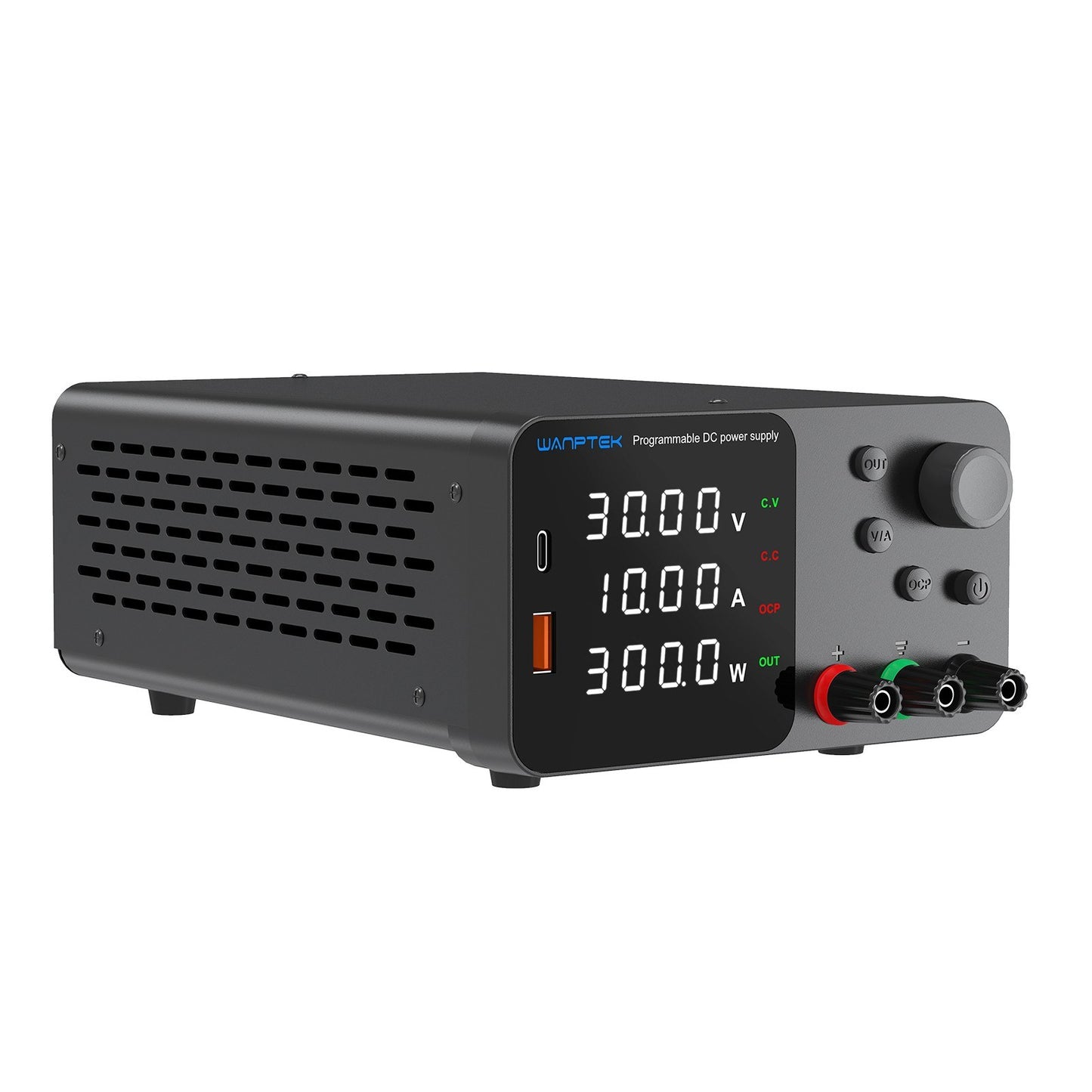 WANPTEK 120V 3A Variable DC Bench Power Supply with 4-Digit LED, Encoder Knob & Output Control