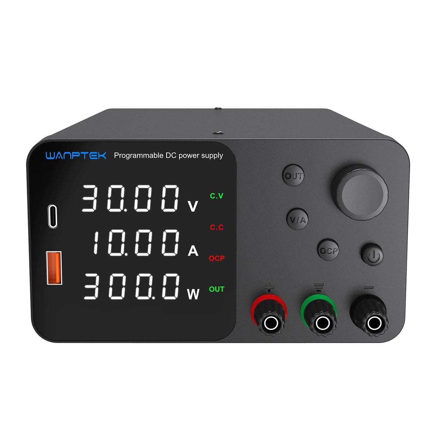 WANPTEK 120V 3A Variable DC Bench Power Supply with 4-Digit LED, Encoder Knob & Output Control