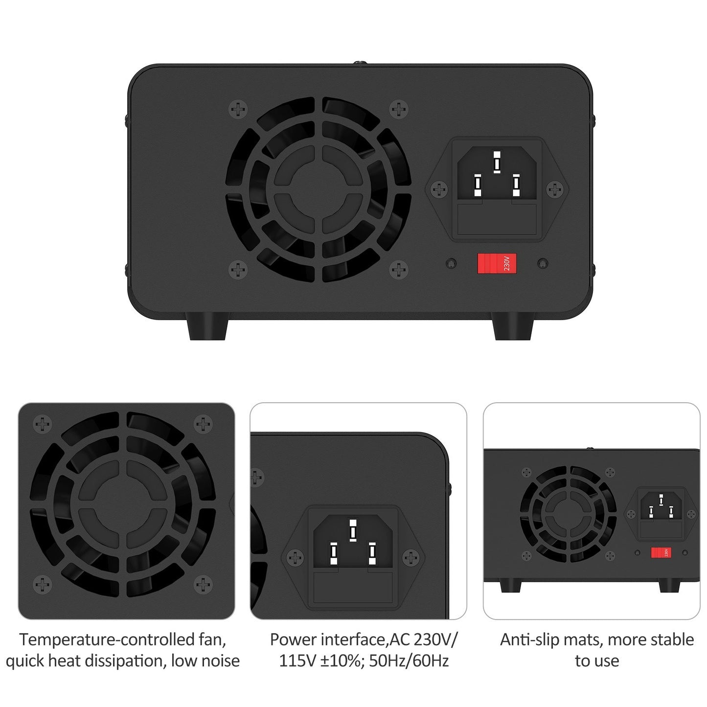 WANPTEK 120V 3A Variable DC Bench Power Supply with 4-Digit LED, Encoder Knob & Output Control