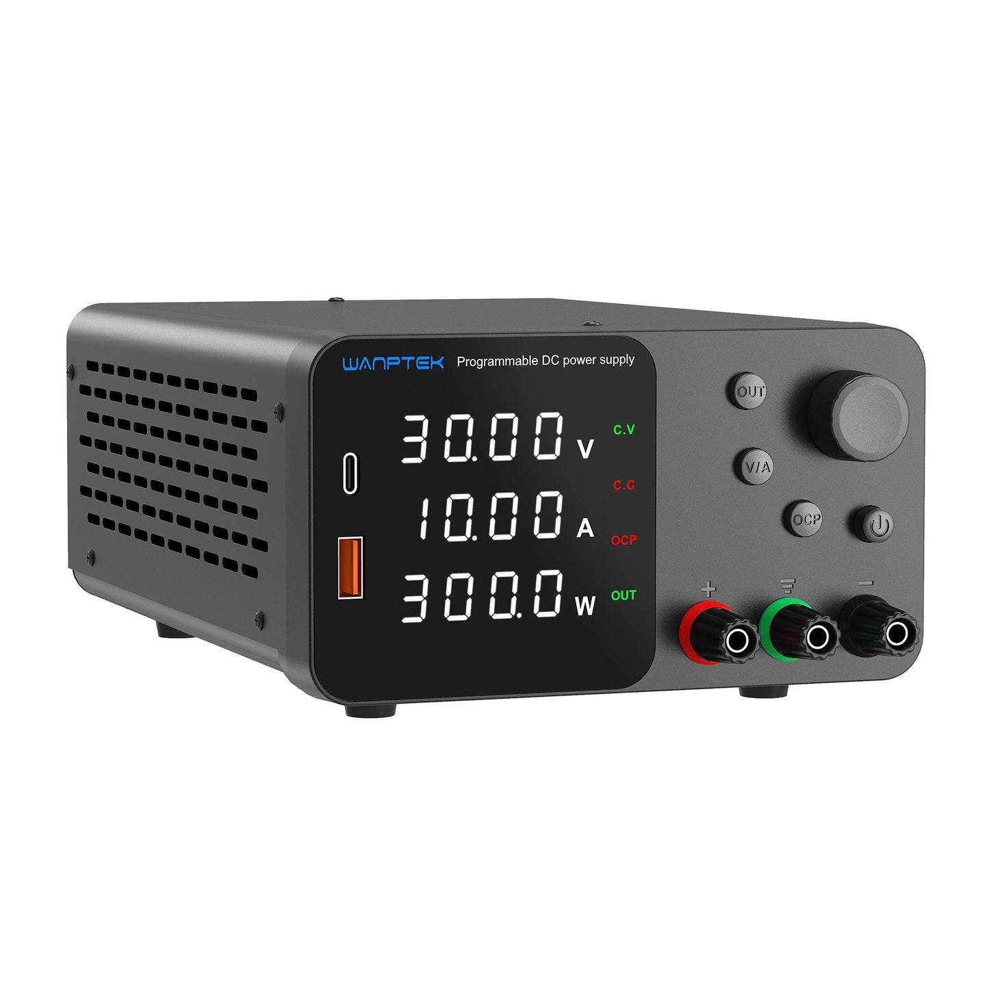 WANPTEK 120V 3A Variable DC Bench Power Supply with 4-Digit LED, Encoder Knob & Output Control