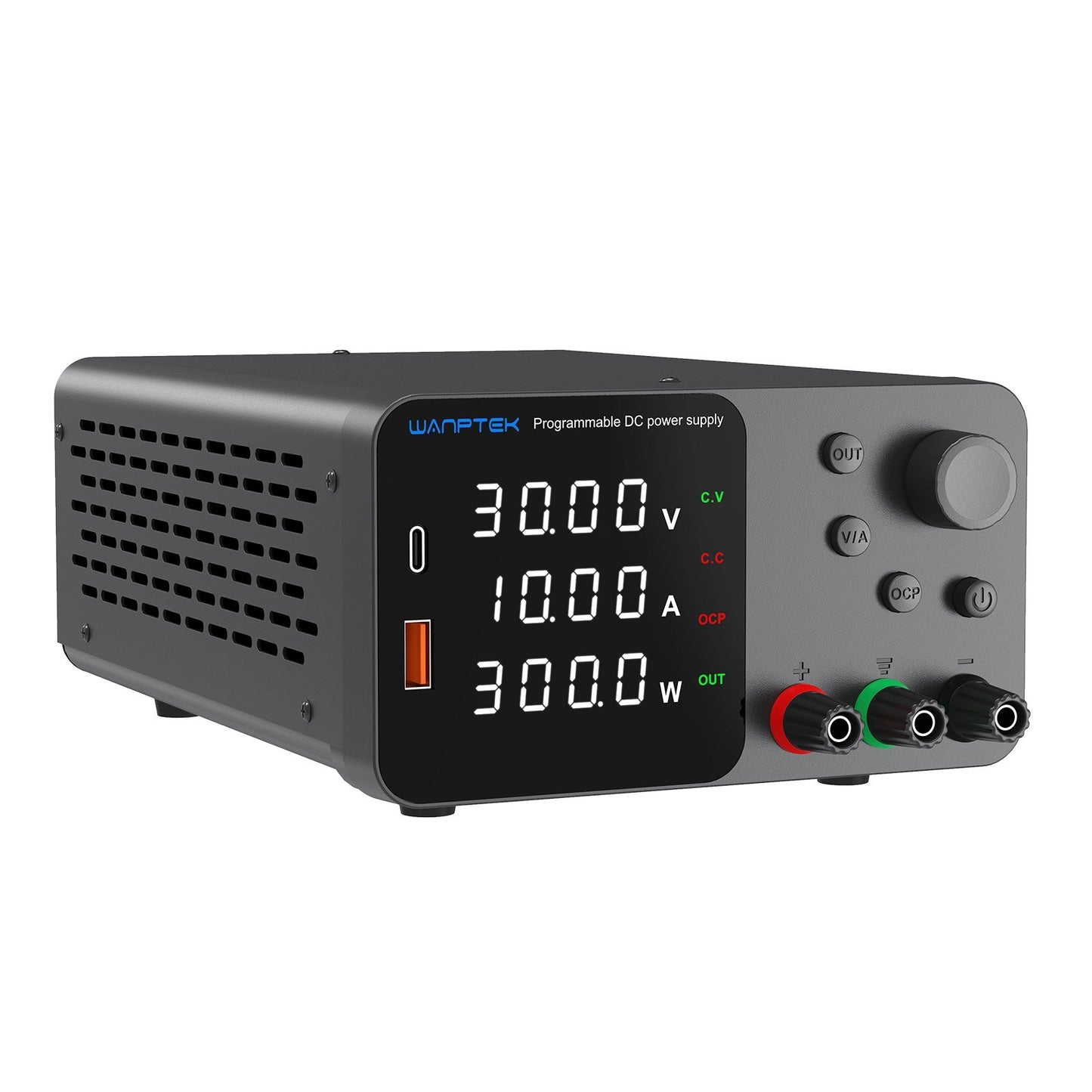 WANPTEK 120V 3A Variable DC Bench Power Supply with 4-Digit LED, Encoder Knob & Output Control
