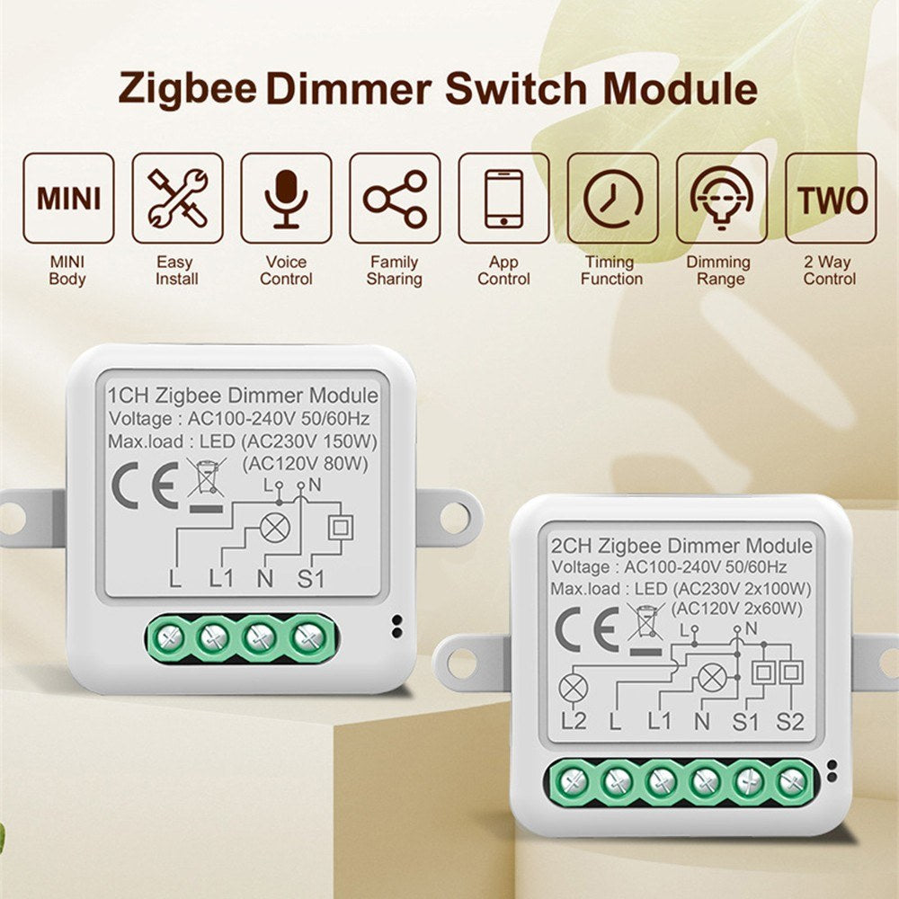 Zigbee App-Enabled Dimmer Curtain Switch, Alexa & Google Home Compatible, 1 Gang Module