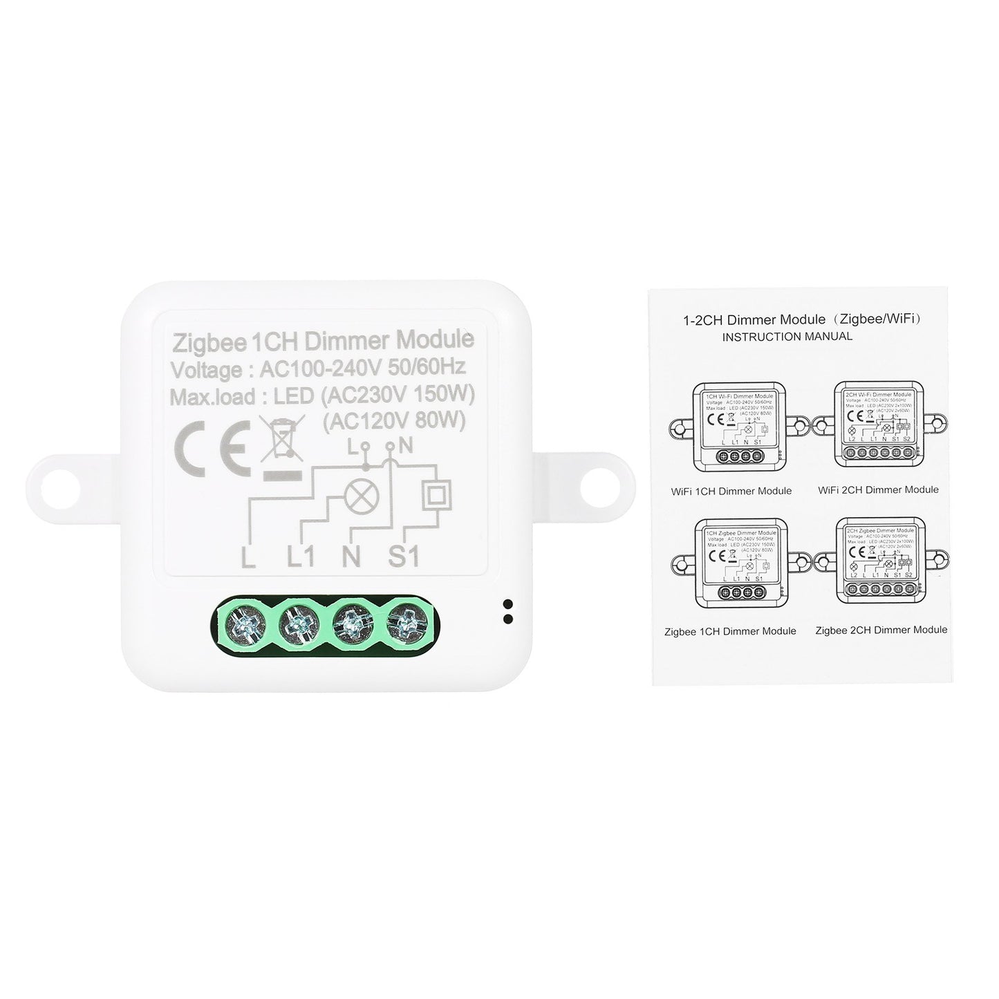 Zigbee App-Enabled Dimmer Curtain Switch, Alexa & Google Home Compatible, 1 Gang Module