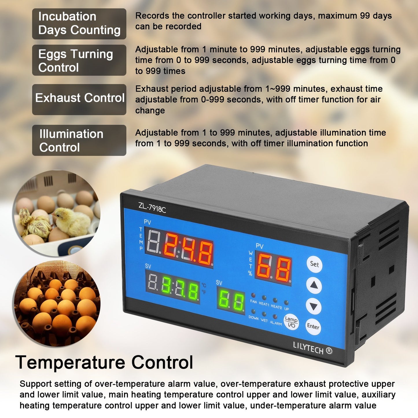 Multi-Functional Automatic Egg Incubator Controller with Temperature and Humidity Control System