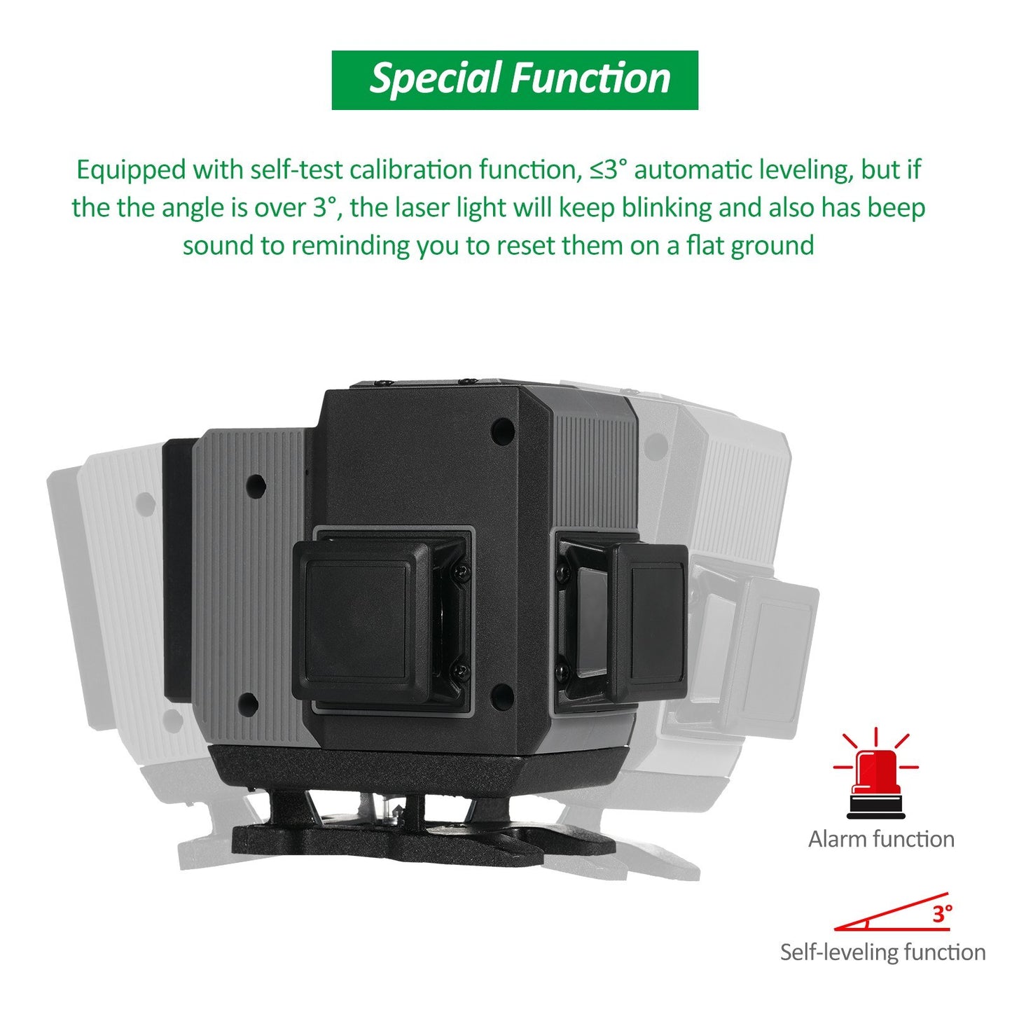 4D Green Laser Level 16 Lines 4x360° for Construction with Remote Control