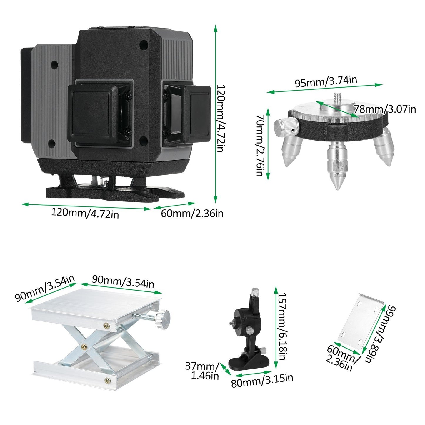 4D Green Laser Level 16 Lines 4x360° for Construction with Remote Control