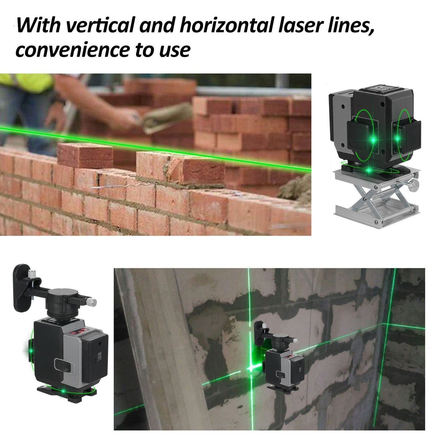 4D Green Laser Level 16 Lines 4x360° for Construction with Remote Control