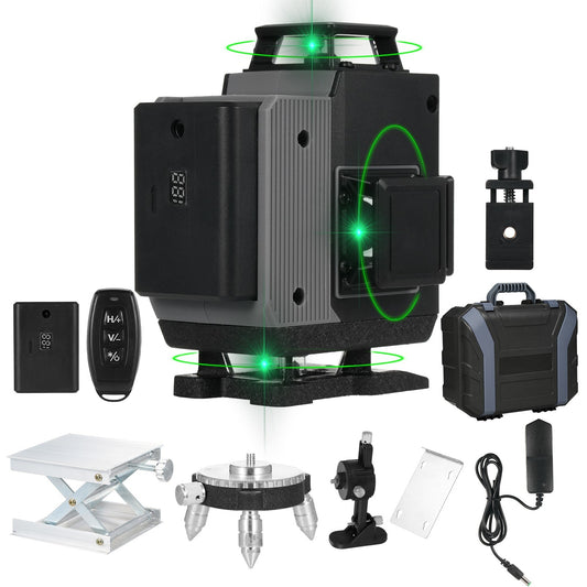 4D Green Laser Level 16 Lines 4x360° for Construction with Remote Control
