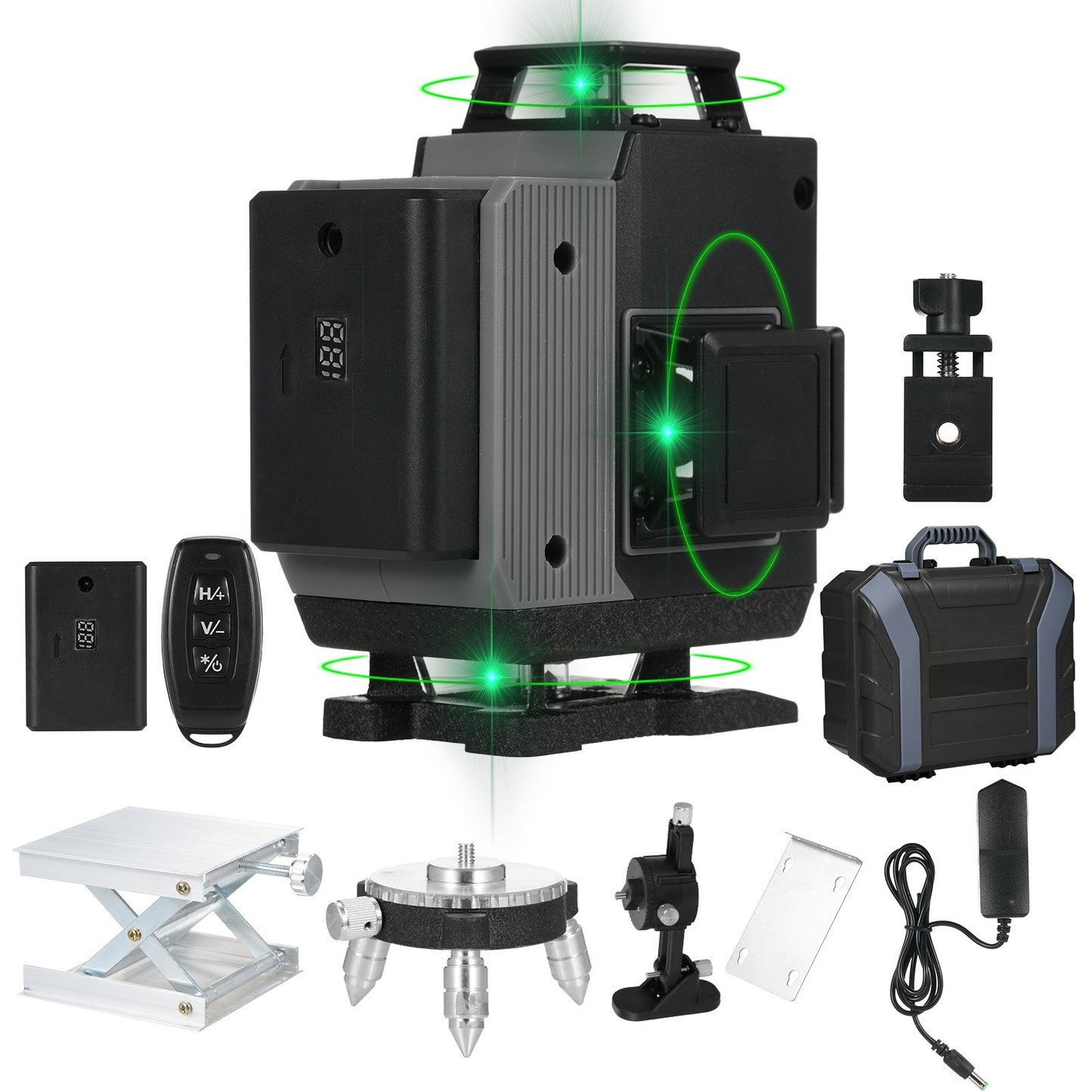 4D Green Laser Level 16 Lines 4x360° for Construction with Remote Control