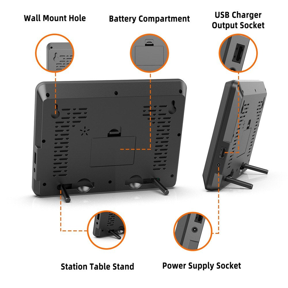 Multifunctional Weather Station Clock: Color Screen, Temperature & Humidity Meter, Barometric Measurement, Electronic Alarm, Moon Phase Display
