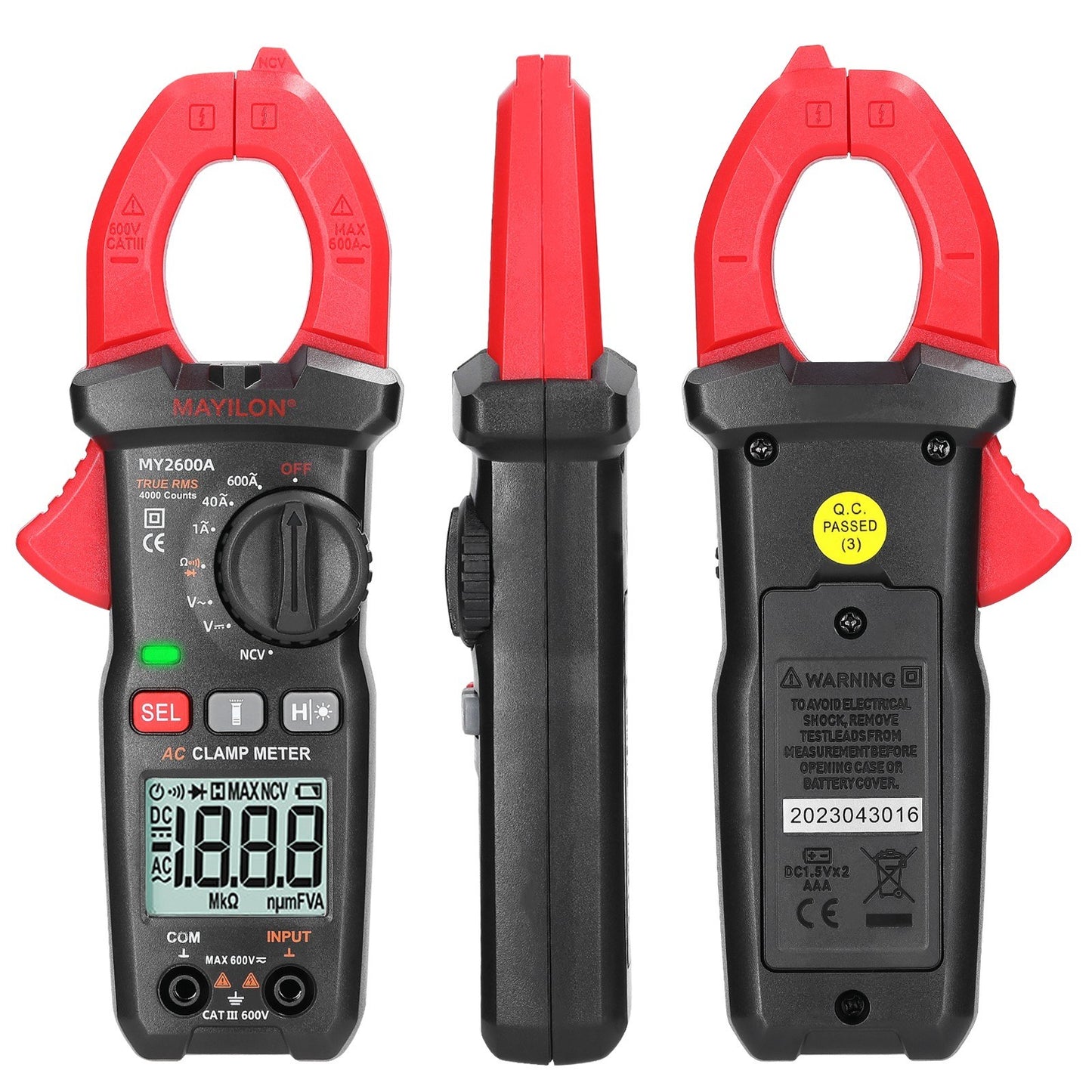 Multifunction Digital Clamp Meter 600V Voltmeter Tester - Amp, Volt, NCV, Current, Resistance, Diode & Continuity Measurement