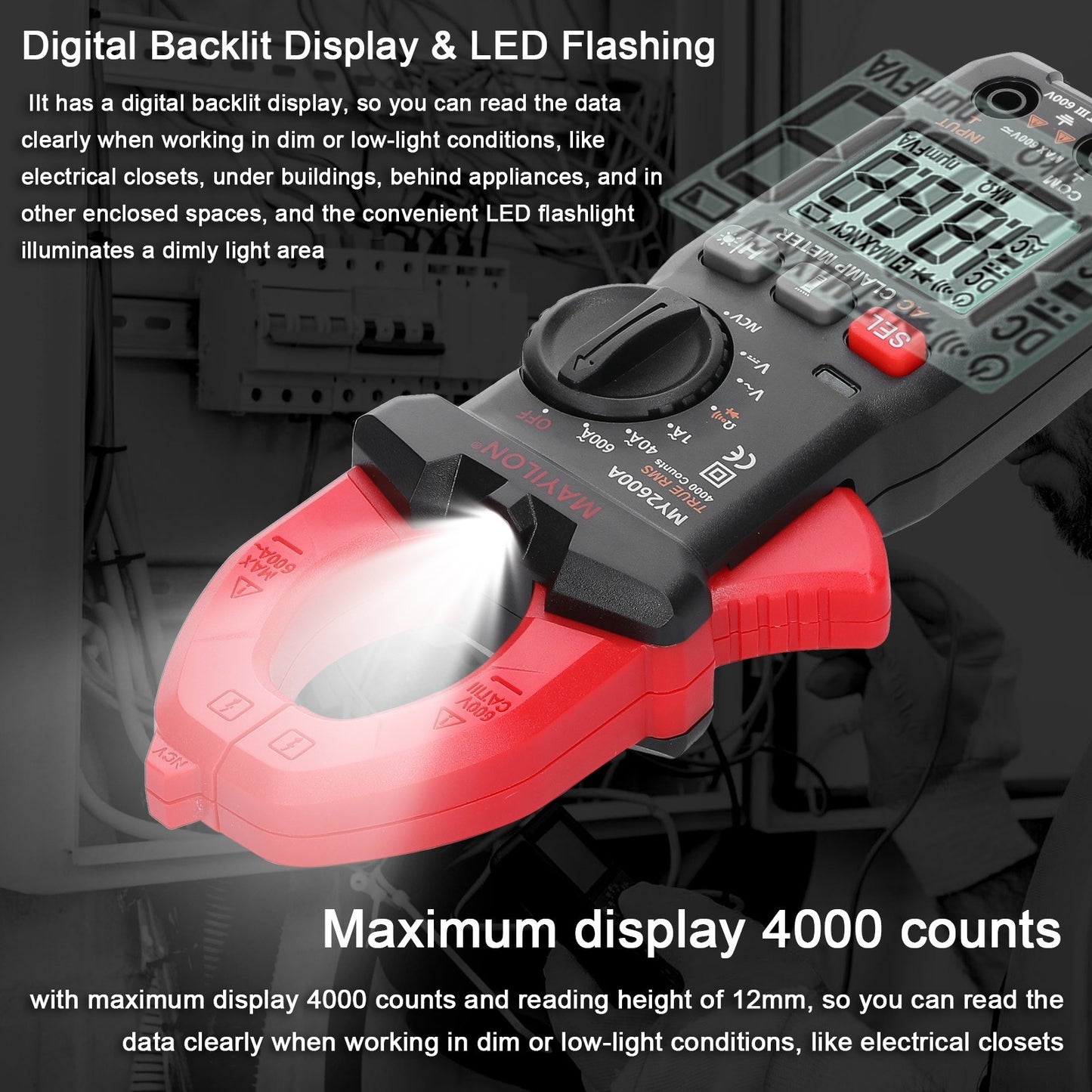 Multifunction Digital Clamp Meter 600V Voltmeter Tester - Amp, Volt, NCV, Current, Resistance, Diode & Continuity Measurement