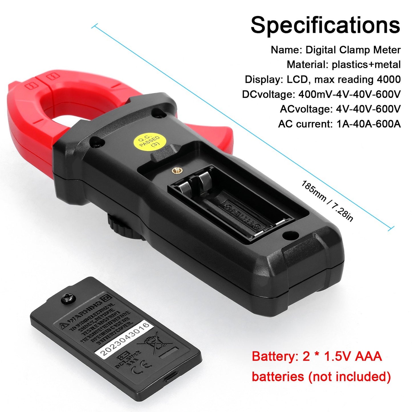 Multifunction Digital Clamp Meter 600V Voltmeter Tester - Amp, Volt, NCV, Current, Resistance, Diode & Continuity Measurement