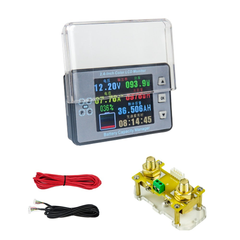 2.4 LCD Coulometer for Electric Car/RV Battery - Voltage, Current & Capacity Meter with Memory & Bidirectional Detection