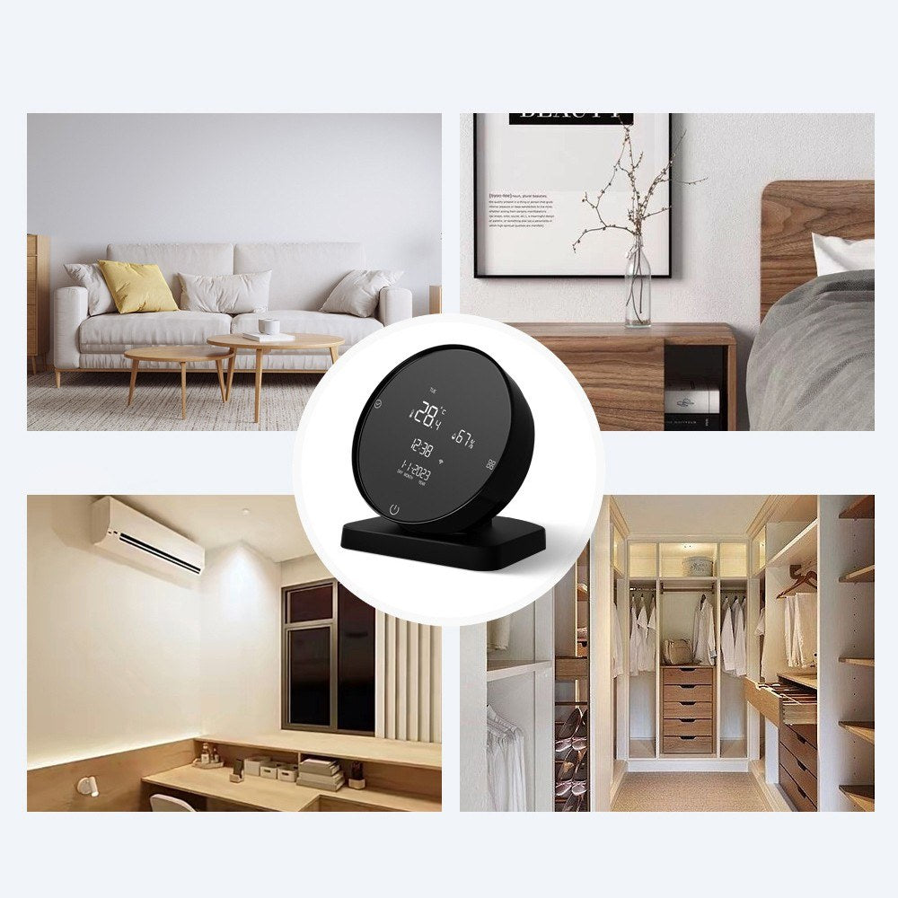 Rechargeable WiFi Temperature & Humidity Meter - LCD Display, IR Remote, Google Home & Alexa Compatible