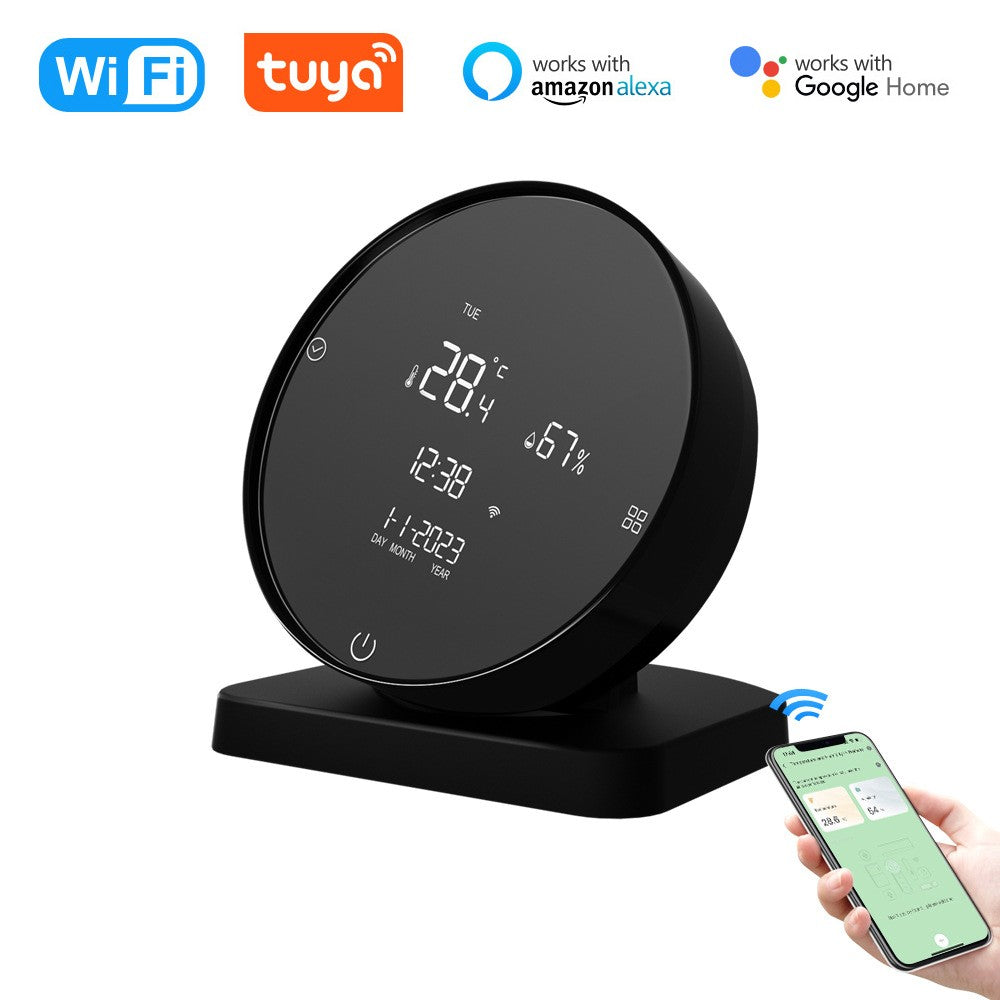 Rechargeable WiFi Temperature & Humidity Meter - LCD Display, IR Remote, Google Home & Alexa Compatible