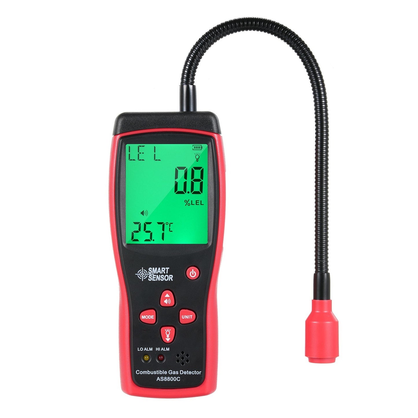 SMART SENSOR Portable Combustible Gas Leak Detector & Concentration Analyzer with Temperature Test & Sound/Light Alarm