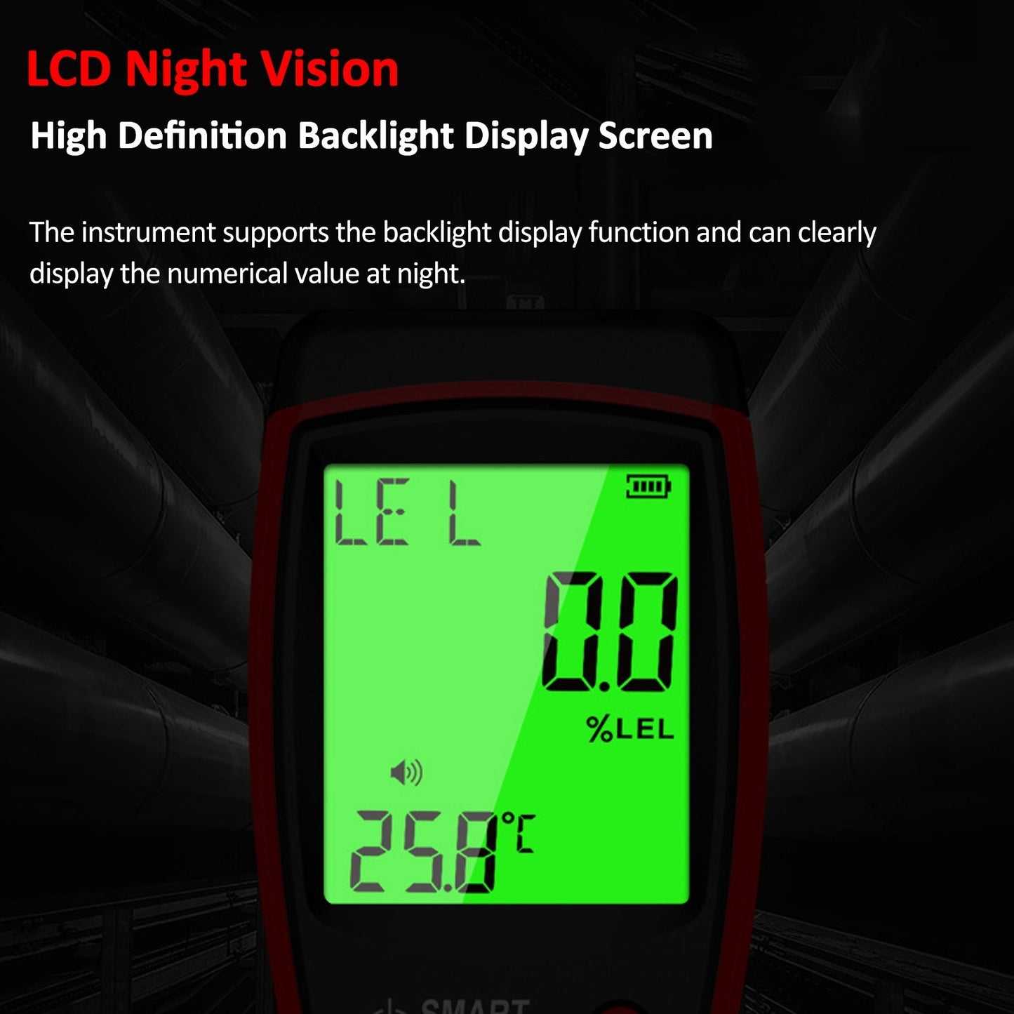 SMART SENSOR Portable Combustible Gas Leak Detector & Concentration Analyzer with Temperature Test & Sound/Light Alarm